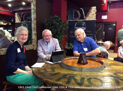 2014-06-17 Phyllis (Thompson) Harris 1945 Elmer "Johnnie"  Lange 1944 and Bob Wessel 1944 AHS 1943 1944 1945 combined reunion photobyMaryLouWheeler1944AHS #ahs1945 #ahs1944