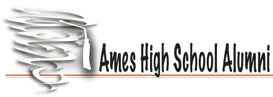Ames Iowa, Ames High School alumni header image w Little Cyclone mortor board & tassle